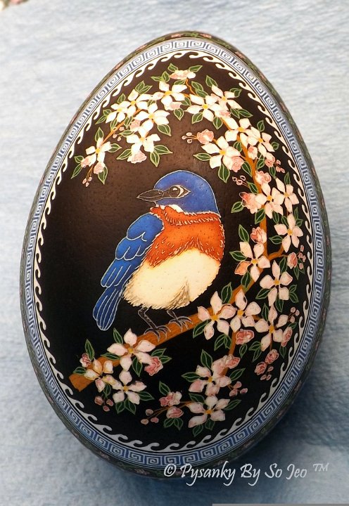 WIP Bluebird Pysanka Pysanky Ukrainian Easter Egg by So Jeo